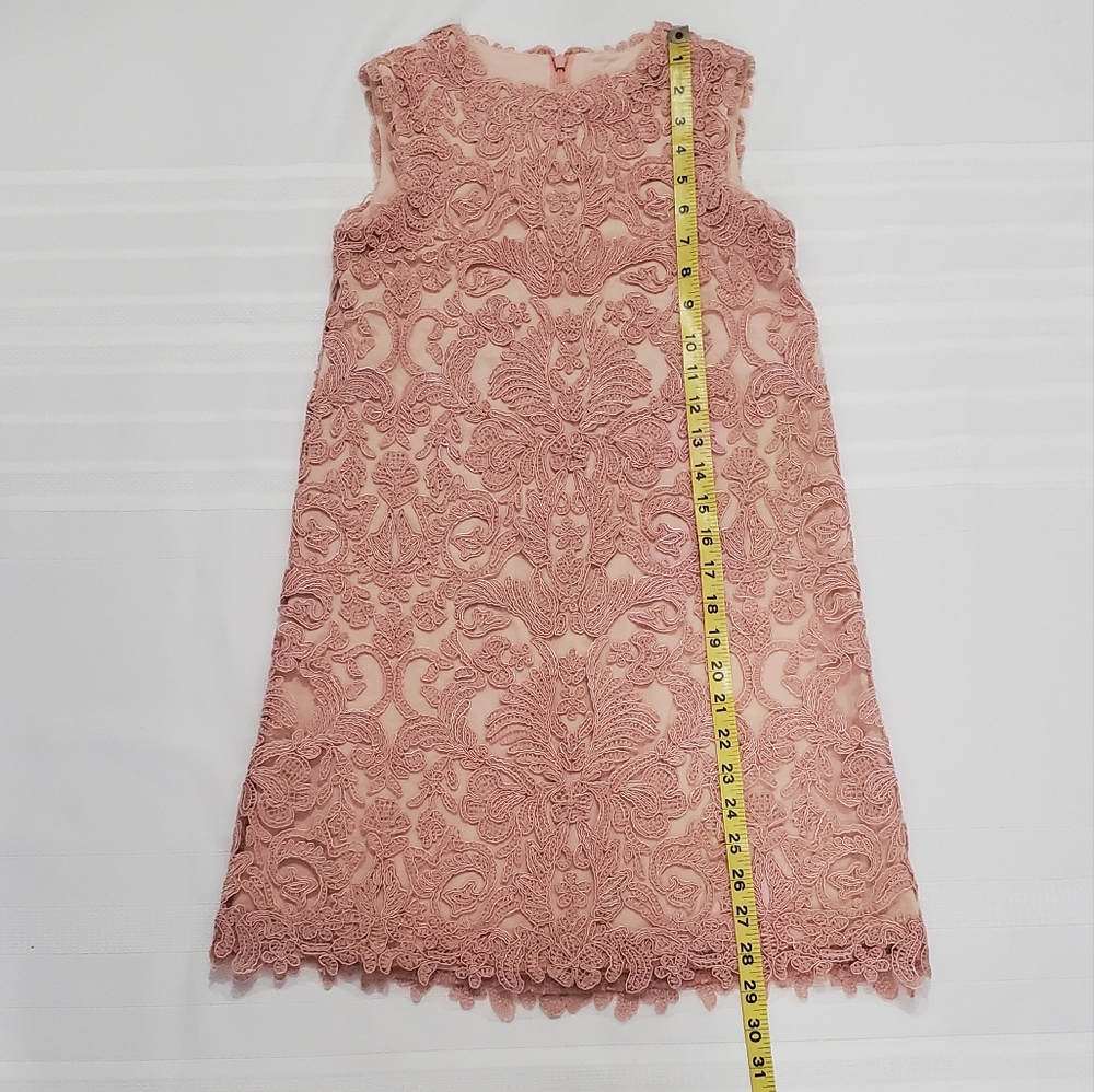 TADASHI SHOJI Girls Honeysuckle Corded Lace Dress Dusty Pink - Picture 2 of 10